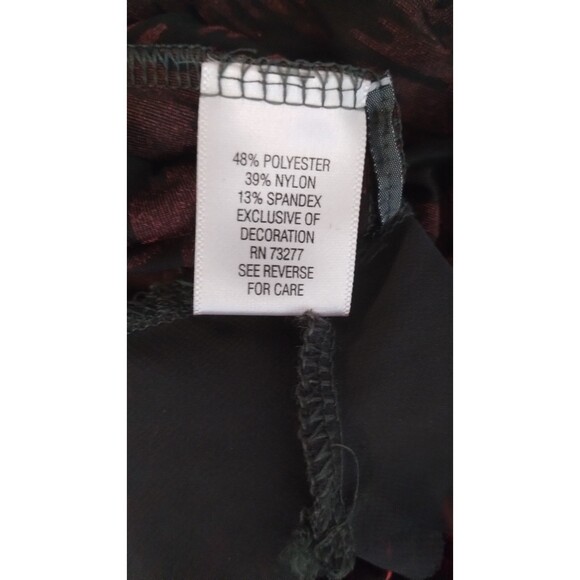 Simply Vera Wang Shirt Womens Size L Red Grey Black Velvet Floral Semi Sheer - Picture 9 of 10